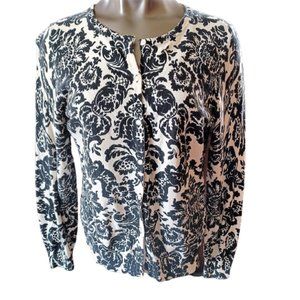 Talbot's Black/Cream Cardigan Sweater | Size: Medium